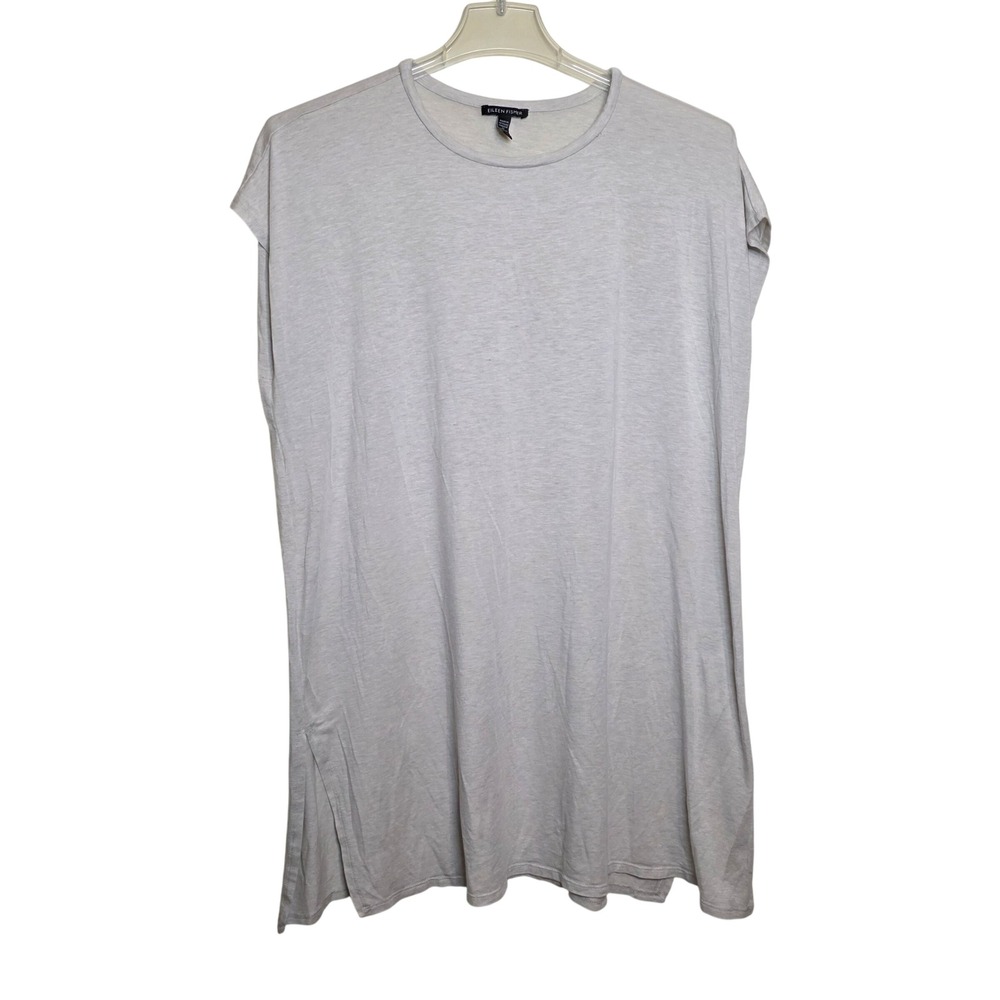 Eileen Fisher Gray Tencel Lyocell Blend Sleeveless‎ Midi Dress Women's Large